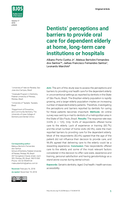 Dentists’ perceptions and barriers to provide oral care for dependent elderly at home, long-term care institutions or hospitals