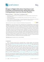 Hunger in Higher Education: Experiences and Correlates of Food Insecurity among Wisconsin Undergraduates from Low-Income Families