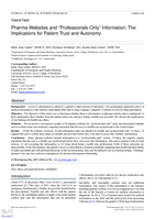 Pharma Websites and "Professionals-Only" Information: The Implications for Patient Trust and Autonomy