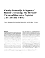 Creating Partnerships in Support of Students’ Scholarship: The Electronic Thesis and Dissertation Project at The University of Iowa