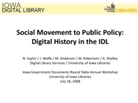 Social Movement to Public Policy: Digital History in the IDL