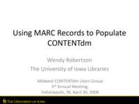 Using MARC Records to Populate CONTENTdm