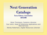 Next Generation Catalogs