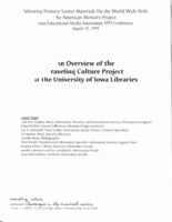 Delivering Primary Source Materials Via the World Wide Web: The American Memory Project (An Overview of the Traveling Culture Project at The University of Iowa Libraries)