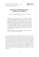 Managing E-Publishing: Perfect Harmony for Serialists