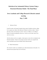 Selection of an Automated Library System Using a Structured Decision Model