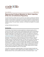 Repurposing ProQuest Metadata for Batch Ingesting ETDs into an Institutional Repository