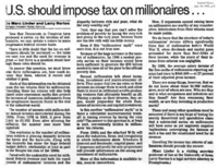U.S. Should Impose Tax on Millionaires