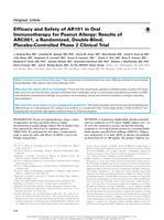 Efficacy and Safety of AR101 in Oral Immunotherapy for Peanut Allergy: Results of ARC001, a Randomized, Double-Blind, Placebo-Controlled Phase 2 Clinical Trial.