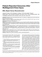 Patient-Reported Outcomes After Multiligament Knee Injury: MCL Repair Versus Reconstruction