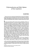 Professionalization and Public Opinion of State Legislatures