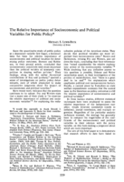 The Relative Importance of Socioeconomic and Political Variables For Public Policy