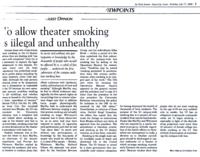 To Allow Theater Smoking is Illegal and Unhealthy