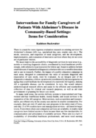 Interventions for Family Caregivers of Patients with Alzheimer's Disease in Community-Based Settings: items for consideration