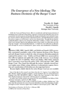 The Emergence of a New Ideology: the Business Decisions of the Burger Court