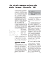 The Job of President and the Jobs Model Forecast: Obama for '08?