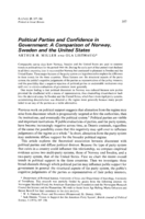 Political Parties and Confidence in Government: a Comparison of Norway, Sweden and the United States