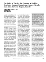 The Role of Faculty in Creating a Positive Graduate Student Experience: Survey Results from the Midwest Region Part II