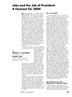 Jobs and the Job of President: A Forecast for 2004