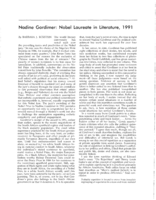 Nadine Gordimer: Nobel Laureate in Literature, 1991