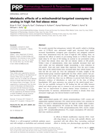 Metabolic effects of a mitochondrial-targeted coenzyme Q analog in high fat fed obese mice