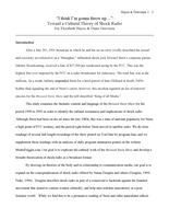 “I Think I’m Gonna Throw up... ”: Toward a Cultural Theory of Shock Radio