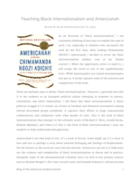 Teaching Black Internationalism and Americanah