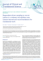 Respondent-driven sampling to recruit Latinos in a midwest micropolitan area: Lessons learned and recommendations for translational work