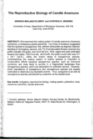The Reproductive Biology of Candle Anenome