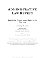 Legislative Entrenchment Rules in the Tax Law
