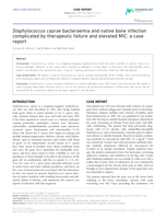 Staphylococcus caprae bacteraemia and native bone infection complicated by therapeutic failure and elevated MIC: a case report
