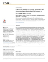 Common Genetic Variants in FOXP2 Are Not Associated with Individual Differences in Language Development