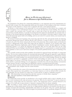 How to write an abstract for a manuscript publication