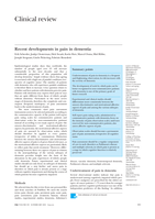 Recent developments in pain in dementia
