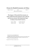 The Impact of Household Investments on Early Child Neurodevelopment and on Racial and Socioeconomic Developmental Gaps: Evidence from South America