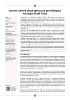 Lessons learned about ageing and gerontological nursing in South Africa