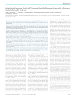Inhalation Exposure Study of Titanium Dioxide Nanoparticles with a Primary Particle Size of 2 to 5 nm.