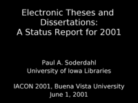 Electronic theses and dissertations: A status report for 2001