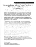 Managing a Cluster of Single-Purpose Web Servers:  Administrative and Technical Issues