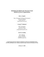 Identifying the Biodiversity Research Needs Related to Forest Fragmentation