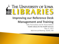 Paper “Improving our Reference Desk Management and Training or "I wish I had an answer to that because I'm tired of answering that question." Yogi Berra”