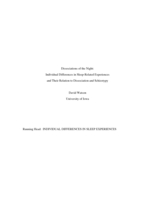 Dissociations of the Night: Individual Differences in Sleep-Related Experiences and Their Relation to Dissociation and Schizotypy