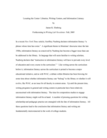 Locating the Center: Libraries, Writing Centers, and Information Literacy