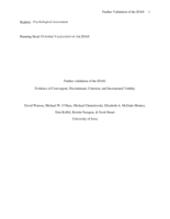 Further validation of the IDAS: Evidence of Convergent, Discriminant, Criterion, and Incremental Validity