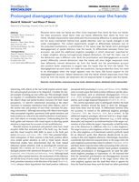 Prolonged disengagement from distractors near the hands
