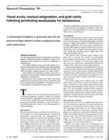 Visual acuity, residual astigmatism, and graft clarity following penetrating keratoplasty for keratoconus