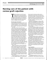 Nursing care of the patient with cornea graft rejection