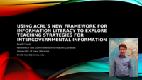 Using ACRL's New Framework for Information Literacy to Explore Teaching Strategies for Intergovernmental Information