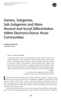 Genres, Subgenres, Sub-Subgenres and More: Musical and Social Differentiation Within Electronic/Dance Music Communities