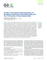 De Novo Transcriptome Characterization of a Sterilizing Trematode Parasite (Microphallus sp.) from Two Species of New Zealand Snails